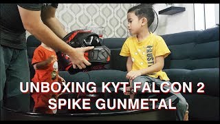 UNBOXING HELMET KYT FALCON 2 SPIKE GUNMETAL