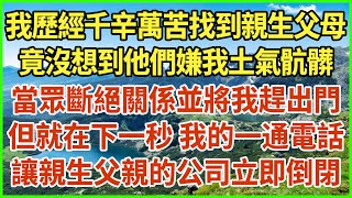 我歷經千辛萬苦找到親生父母，竟沒想到他們嫌我土氣骯髒，當眾斷絕關係並將我趕出門，但就在下一秒 我的一通電話，讓親生父親的公司立即倒閉！#生活經驗 #情感故事 #深夜淺讀 #幸福人生 #深夜淺談