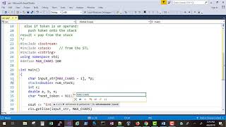 C++ stack container adapter reverse polish notation