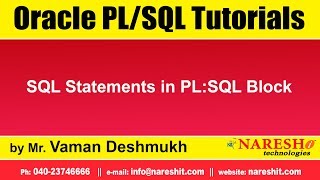 Oracle PL/SQL Tutorials | SQL Statements in PL:SQL Block | by Mr.Vaman Deshmukh