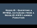 NodeJS : Querying a MySQL database from a NodeJS AWS Lambda Function