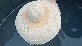 ASMR very soft sand pure cement silk crunchy paste play dusty dipping crumble in 💦🌊🥶