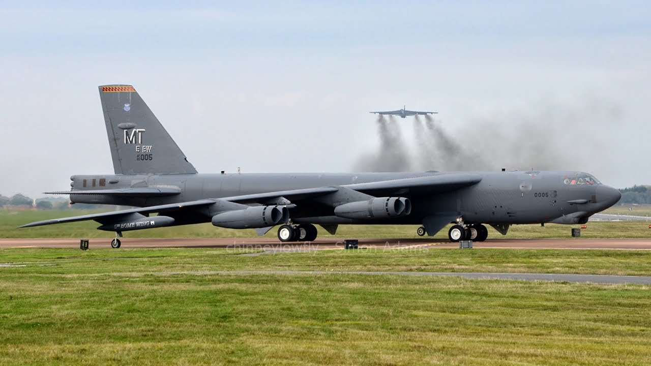 Four B-52 Bombers Depart RAF Fairford - YouTube