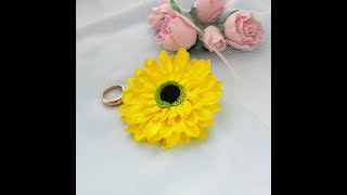 Желтая брошь цветок гербера. Large Yellow gerbera flower Pin Brooch  🌻🌻🌻🌻🌻🌻