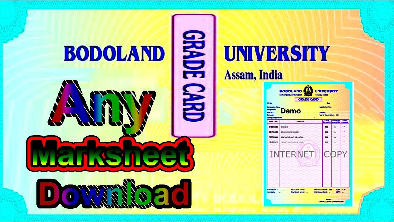 Bodoland University BA Marksheet Download || Any Grade Card Downloading ...