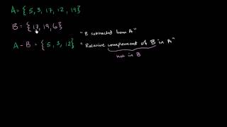 05 Basic set operations 02 Relative complement or difference between sets