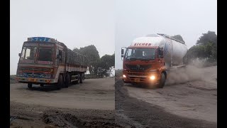 Eicher vs Ashok Leyland  !!! Heavy Load 12 Wheeler Truck Performance in Ghat Section