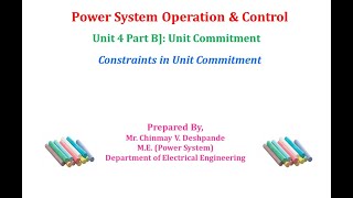 Lec 02 Unit Commitment Constraints in UC