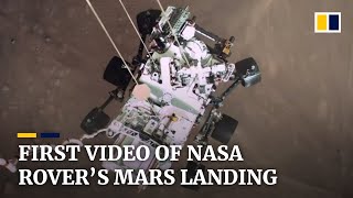 Nasa releases first video of dramatic Mars landing by Perseverance rover