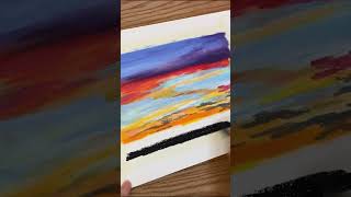 오일파스텔로 1시간만에 노을진 하늘 그리기/Drawing sunset sky with oil pastel #쇼츠 #shorts #oilpastel #오일파스텔 #직장인취미