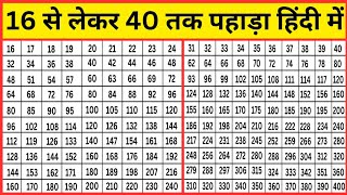 16 से लेकर 40 तक पहाड़ा हिंदी में | 16 se lekar 40 tak tak pahada hindi me | table 16 to 40 hindi me