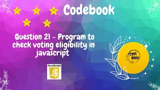 javascript program to check voting eligibility | codebook | #codebook #javascript