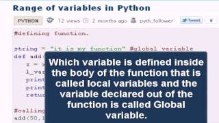 PYTHON Tutorial : Range of variables in Python