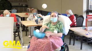 Nursing home residents enjoy an epic indoor snowball fight l GMA