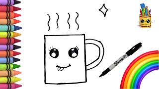 How to Draw A Cute Coffee Mug | Learn to Draw Easy Coffee Cup Drawing Step by Step Easily