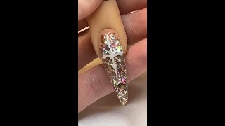 Beginner Gel Nail | Golden Winter Snowflake Nail Art Tutorial