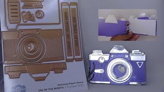 Spellbinders October 2020 APG Club Die: Pop Up 3D Vignette Camera Tutorial! Made Into a Mini Album!