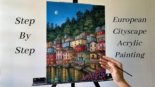 How to PAINT European Cityscape | ACRYLIC PAINTING | Step By Step