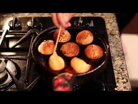 Ebelskivers (Danish pancakes) with blueberries recipe