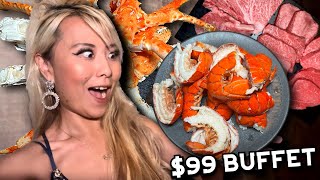 $100 BUFFET WITH A5 WAGYU - KING CRAB - LOBSTER AT NIKU X IN LOS ANGELES!! #RainaisCrazy