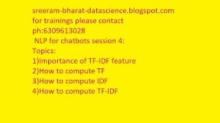 NLP for ChatBots Session 4 TFIDF