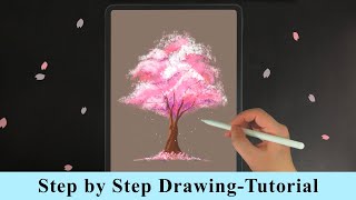 Sakura Spring Cherry Blossom Tree iPad Procreate Drawing Tutorial - Step by Step