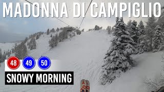 Snowy Morning on Pistes 48, 49 and 50 in Madonna di Campiglio, Dolomiti di Brenta