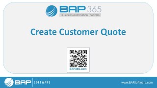 BAP365 Tutorial: Create Customer Quote