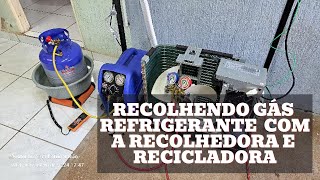 Recolhendo gás refrigerante com a recolhedora e recicladora