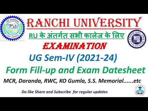 Ranchi University UG Sem IV Examination, Form Fill-up And Datesheet ...