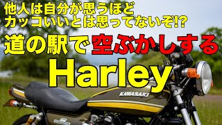 【モトブログ】他人は自分が思うほどカッコいいとは思ってないぞ!?道の駅で空ぶかしするHarley【カワサキゼットワン】