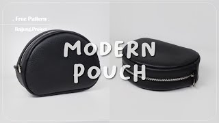 [무료패턴ㅣFree Pattern]  모던 파우치 만들기 / 가죽공예 독학 / Modern Pouch / Leather Craft