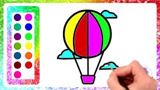 Hot Air Balloon Coloring Page. 🎨 How to draw a Balloon? Painting 🌈