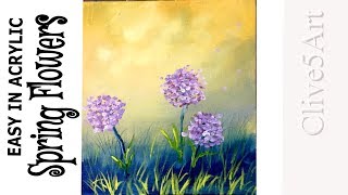 Easy Beginner Acrylic Painting Tutorial Spring Flowers