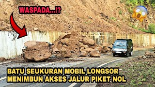 NGERI !!! BATU RAKSASA LONGSOR DI JALUR PIKET NOL LUMAJANG