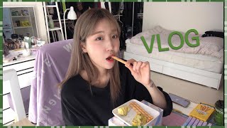 [소식먹방vlog] 끝없는 액땜 속 어느날의 일상🍿ㅣ에이밍 파운드, 노브랜드 치즈웨이퍼롤, 오트밀죽, 닭가슴살 만두, 불닭비빔 곤약면