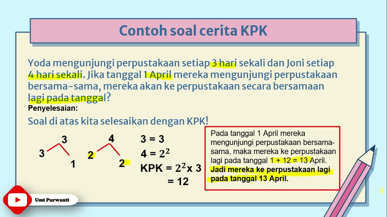 Soal Cerita KPK II Matematika Kelas 4 - YouTube