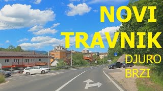 Circle drive through Novi Travnik, car ride along the city streets, June 2024