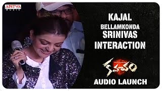 Kajal, Bellamkonda Srinivas Interaction With The Audience @ Kavacham Audio Launch