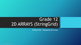 2D Array - String Grid Basics