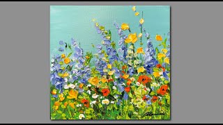 Acrylic Painting techniques/ Palette knife wildflowers