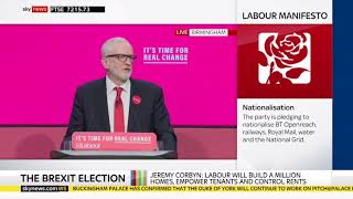 Jeremy Corbyn delivers Labour's Brexit policy at the Labour Party's manifesto launch
