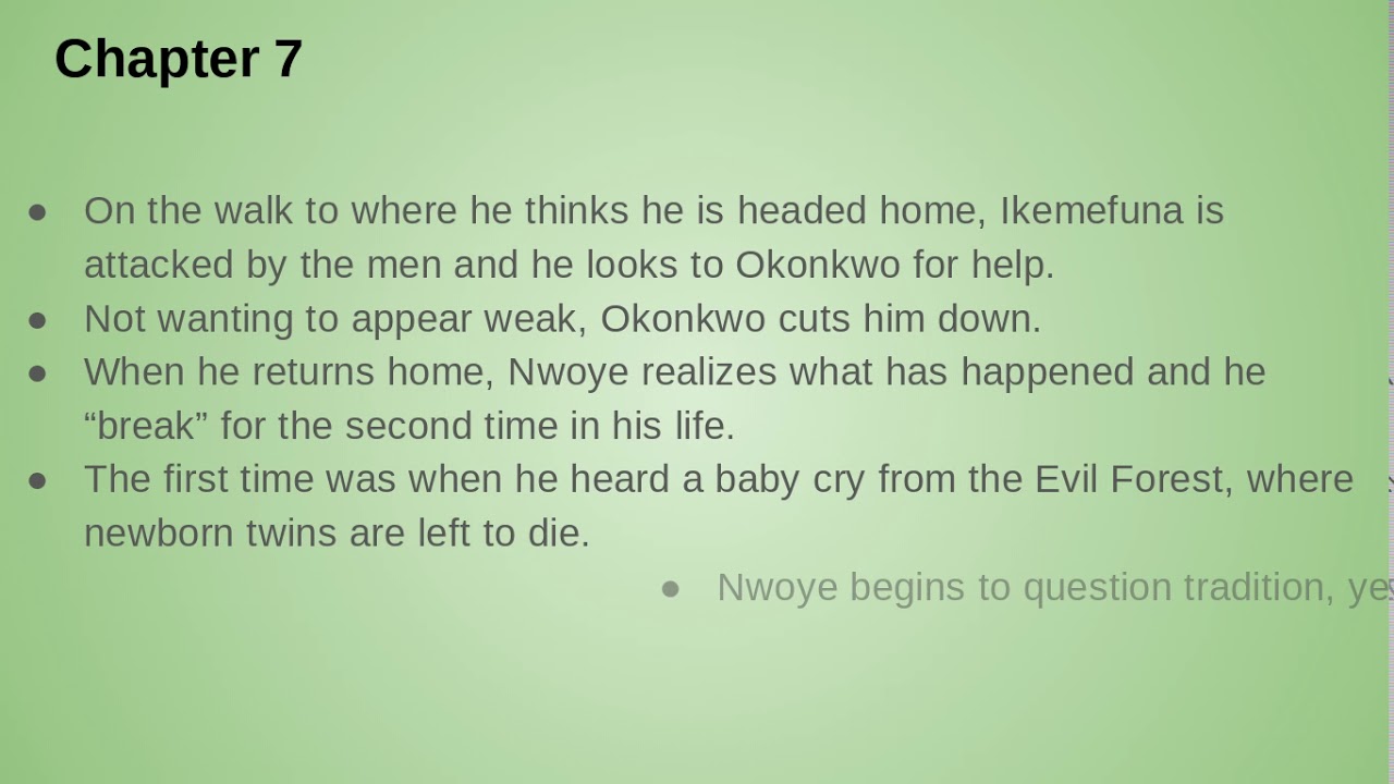 Ch 7 8 Notes Things Fall Apart Youtube