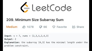 LeetCode Minimum Size Subarray Sum Solution Explained - Java