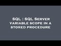SQL : SQL Server variable scope in a stored procedure