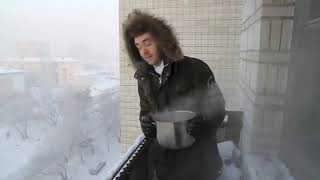 Instant vapor - Boiling water freezes instantly in Siberia