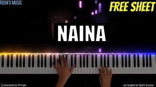 Naina Piano Instrumental Tutorial l Dangal | Cover | Karaoke | Notes | Chords | Karaoke