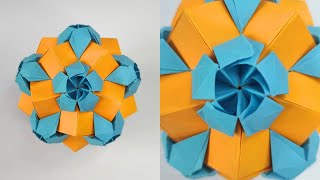 Origami AUBERGINE KUSUDAMA | Paper kusudama tutorial