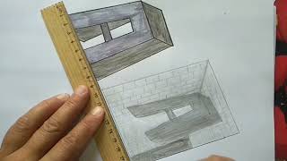 Easy Trick Art Drawing - How to Draw 3D Letter A - Anamorphic Illusion with Charcoal Pencil