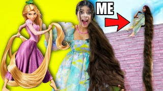 I Survived In Worlds Longest Hair For 24 Hours Rapunzel In Real Life 👑